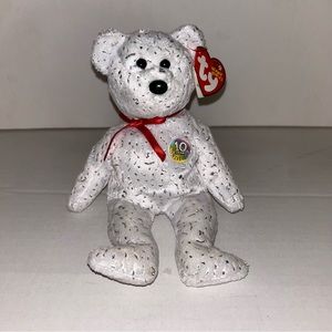 Ty Vintage Beanie Babies 10-Year Anniversary White Decade NWT